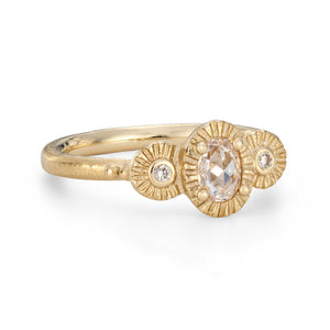 Rose-Cut Diamond Trilogy Ring in 9ct Yellow Gold