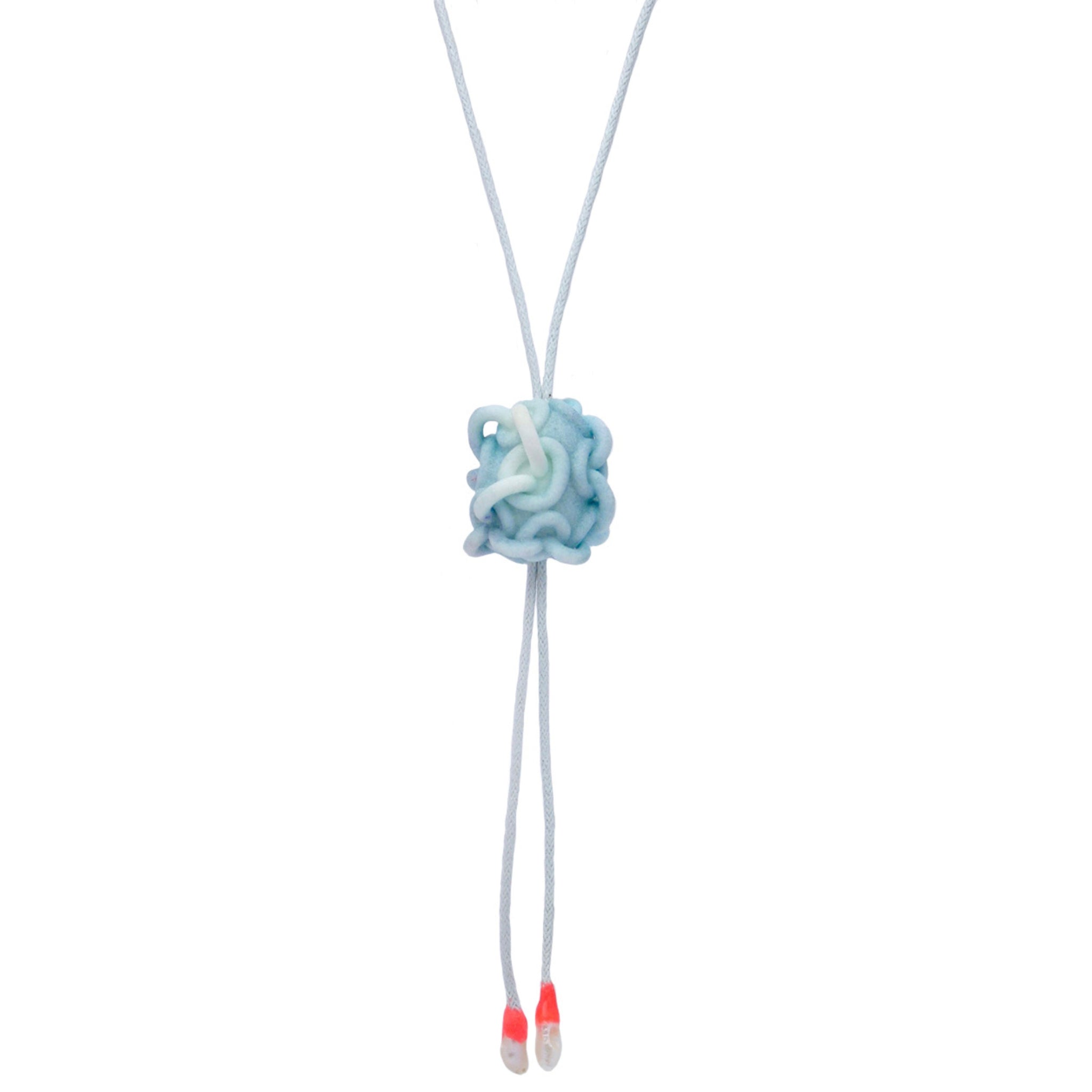 Pale Bolo Tie Nylon Pendant Necklace with Pearls
