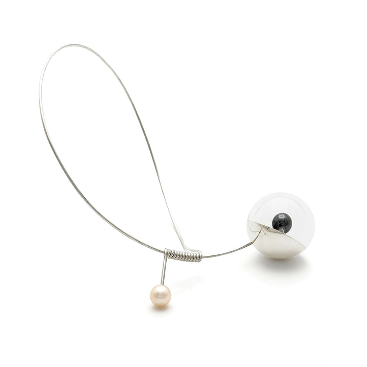 Aries Glass, Sterling Silver and Pearl Bracelet