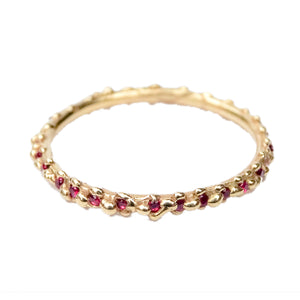 Seeded Ring Cast in 9ct Solid Gold with Rubies