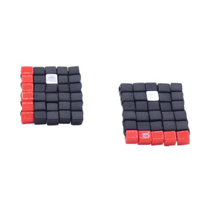 Stud Earrings in Black and Red Glass Beads & Silver