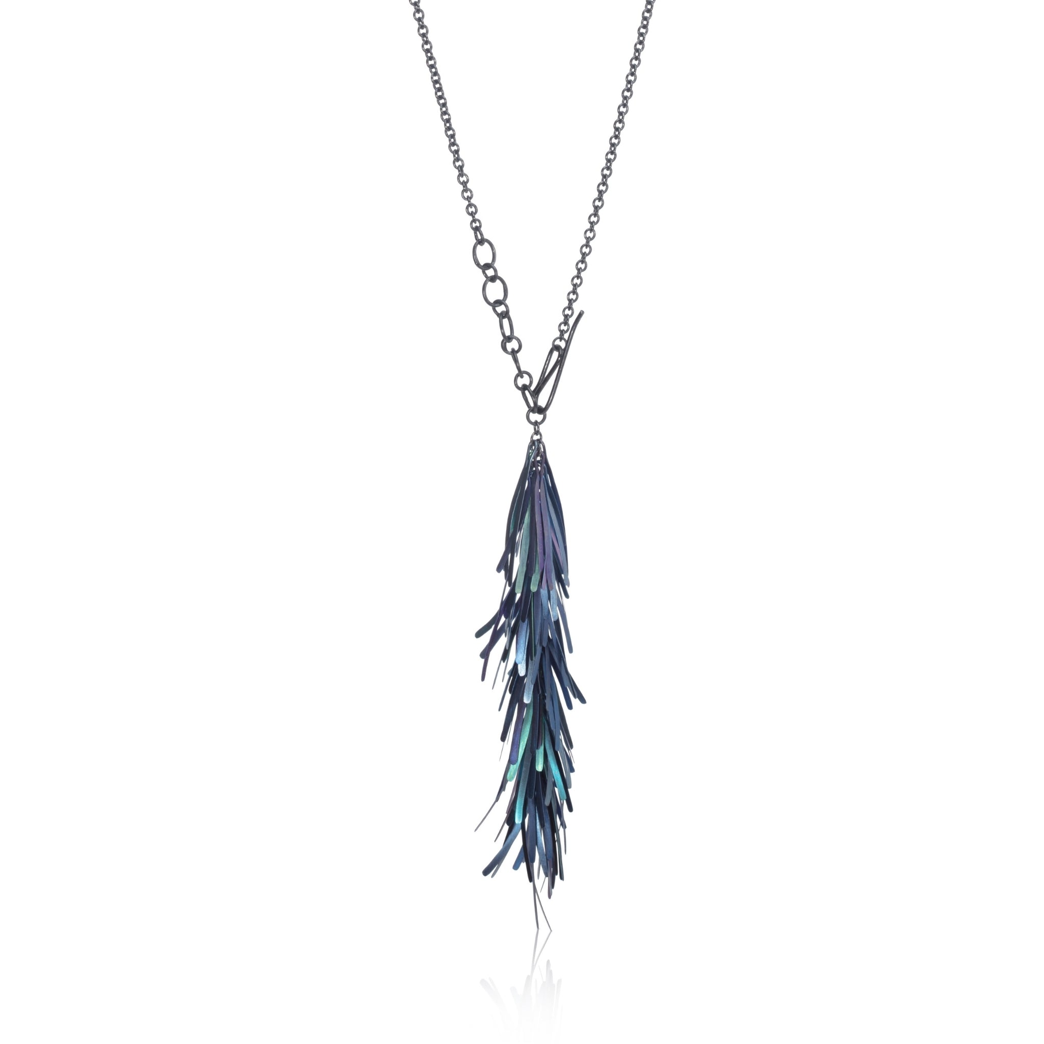 Indigo Plume Anodised Niobium and Silver Lariat