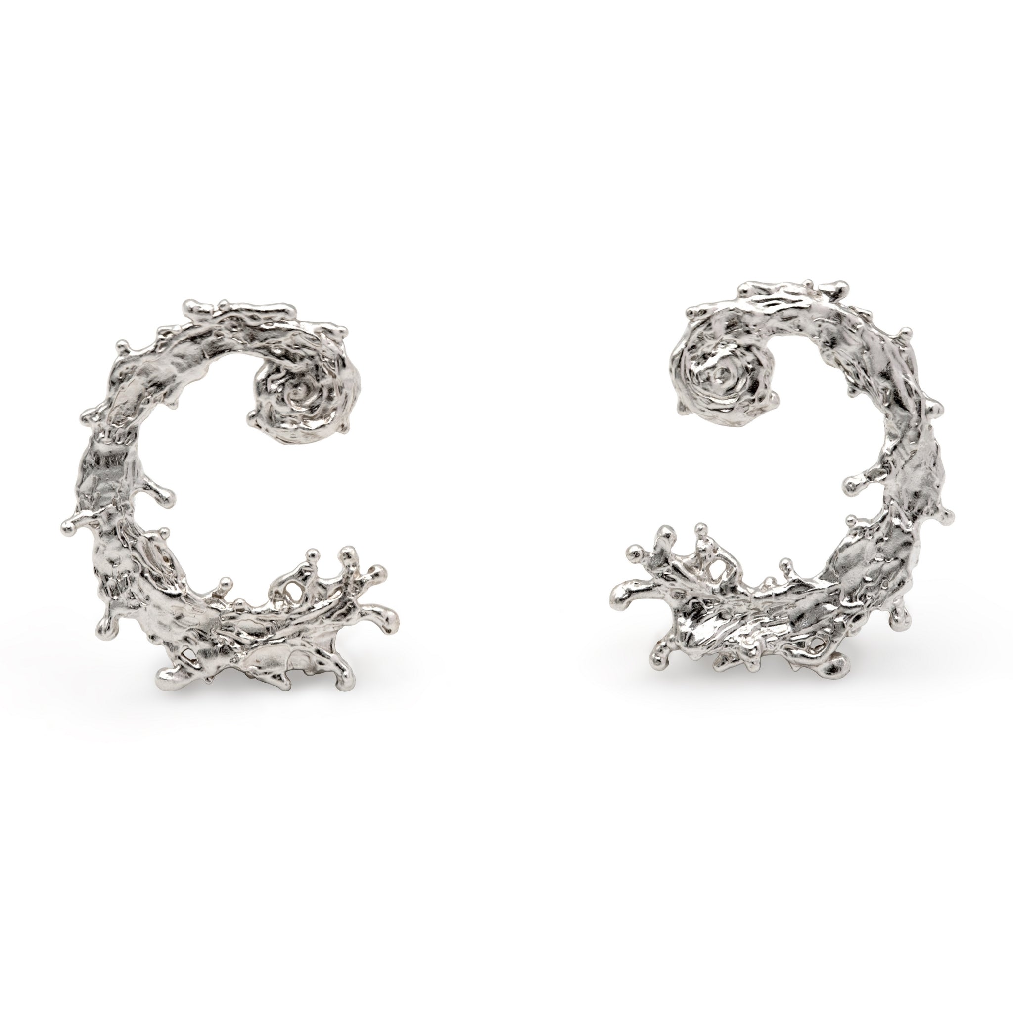 Turning Tide Hand-Cast Sterling Silver Earrings