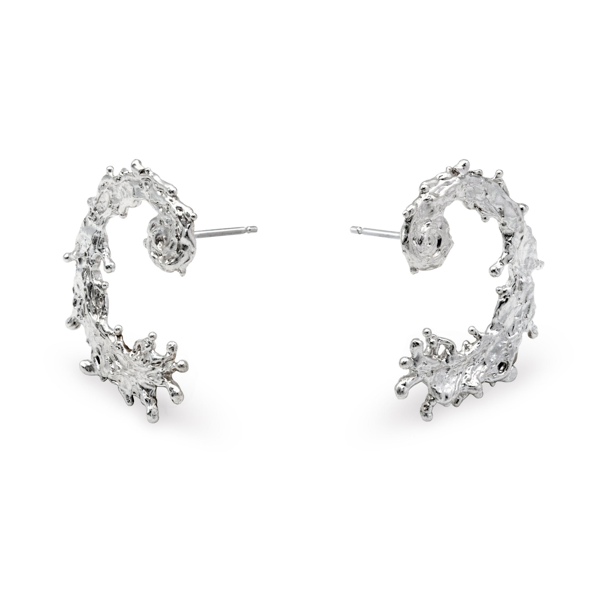 Turning Tide Hand-Cast Sterling Silver Earrings