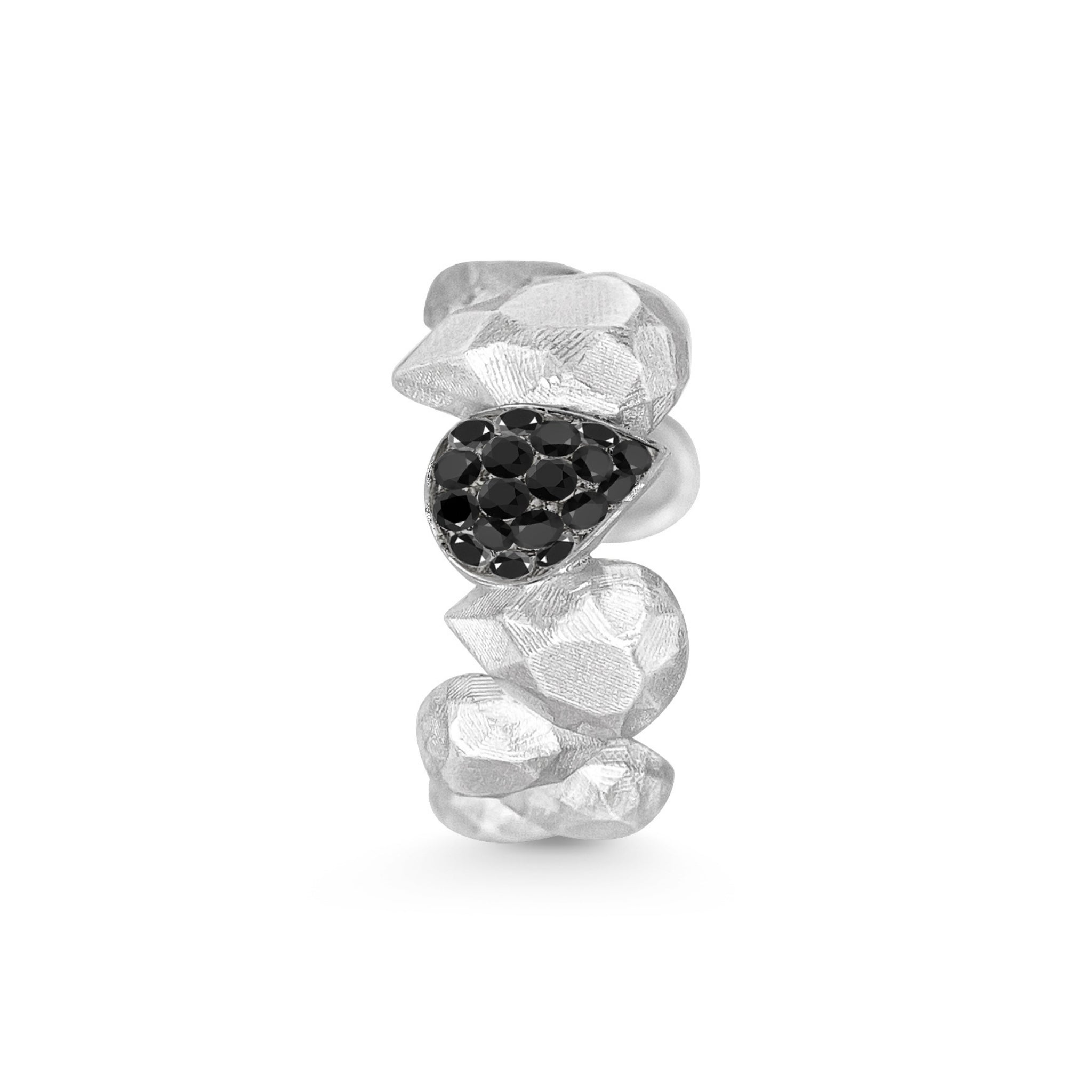Diamond Pavé Sterling Silver Pepita Cluster Ring