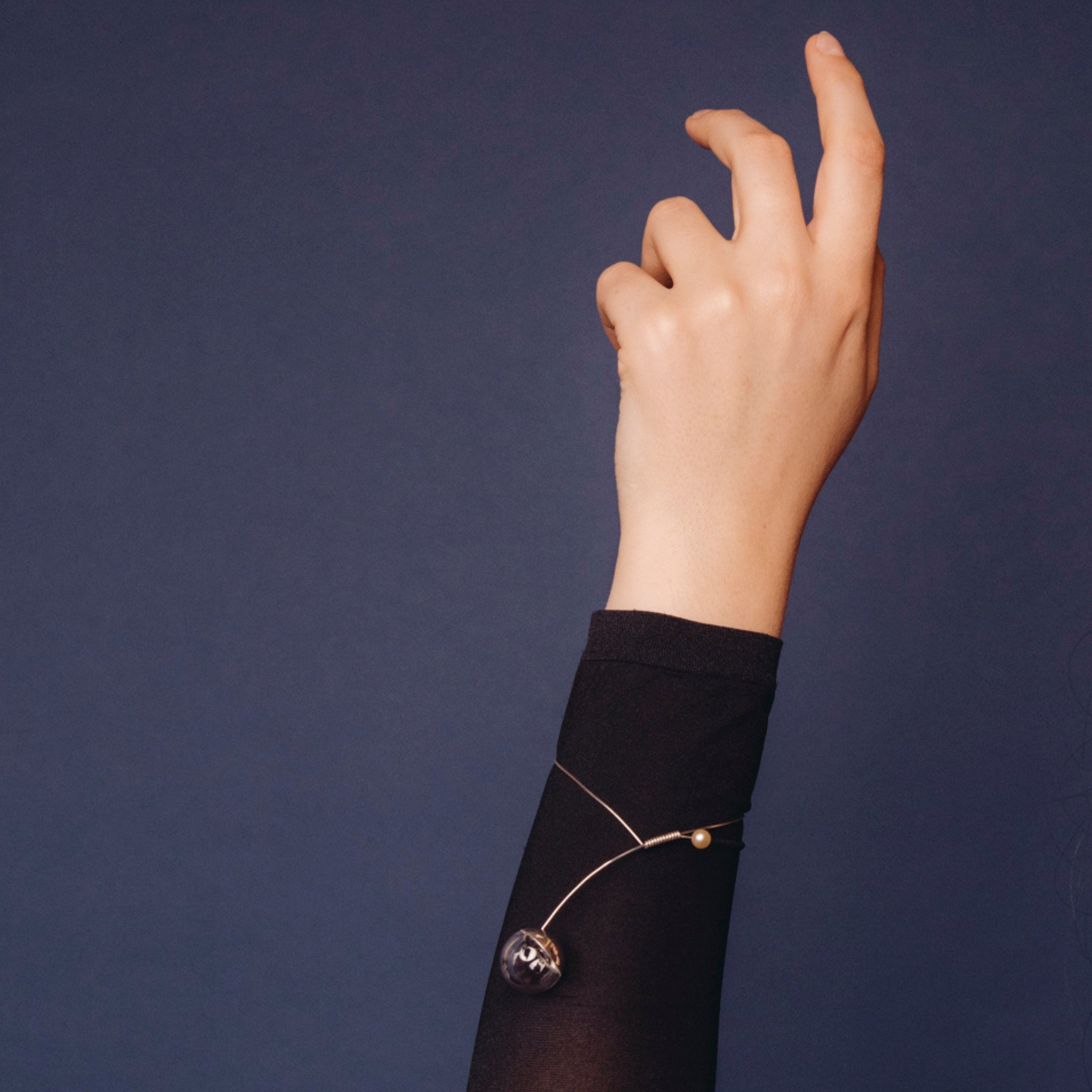 Aries Glass, Sterling Silver and Pearl Bracelet