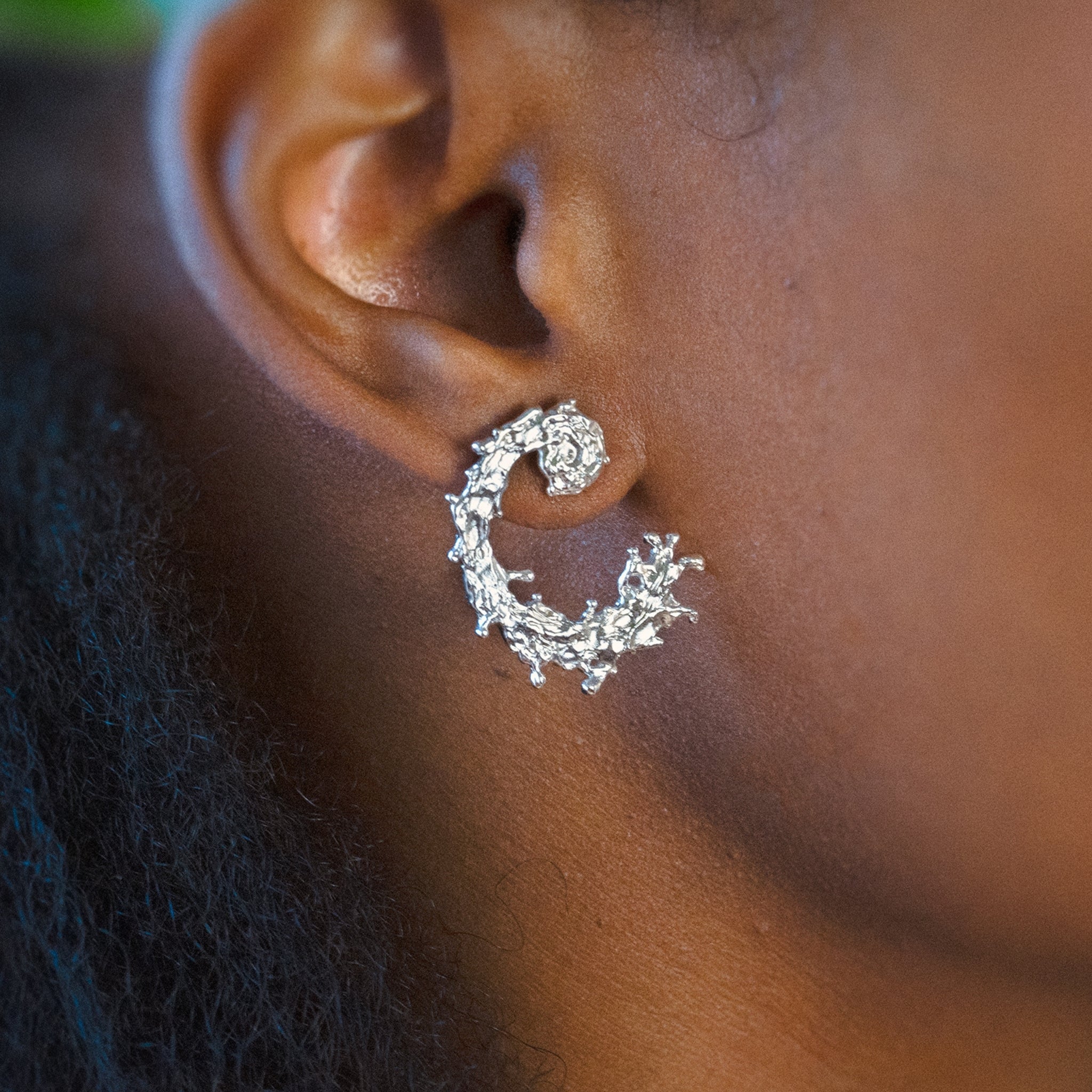 Turning Tide Hand-Cast Sterling Silver Earrings