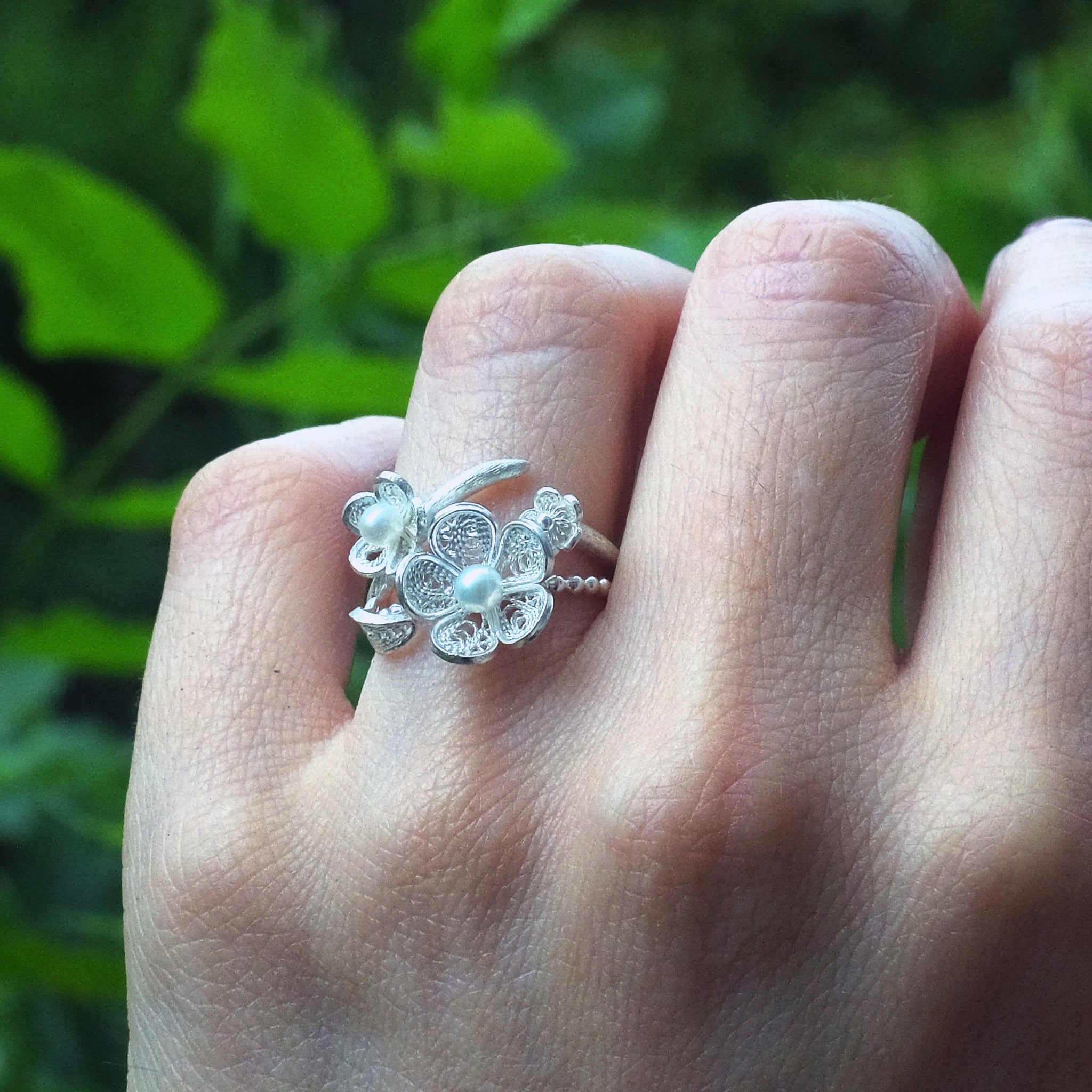 Achillea Wrap Ring in Sterling and Fine Silver