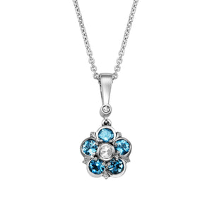 Aquamarine and Diamond Platinum Rose Pendant