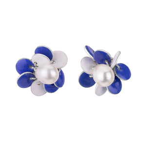 Bloom Stud Earrings with Enamelled Silver