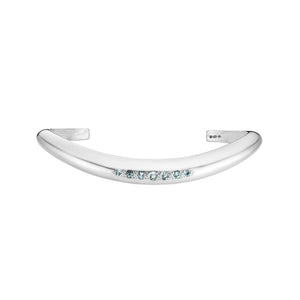 Brilliant-Cut Aquamarine and Silver Wave Bangle