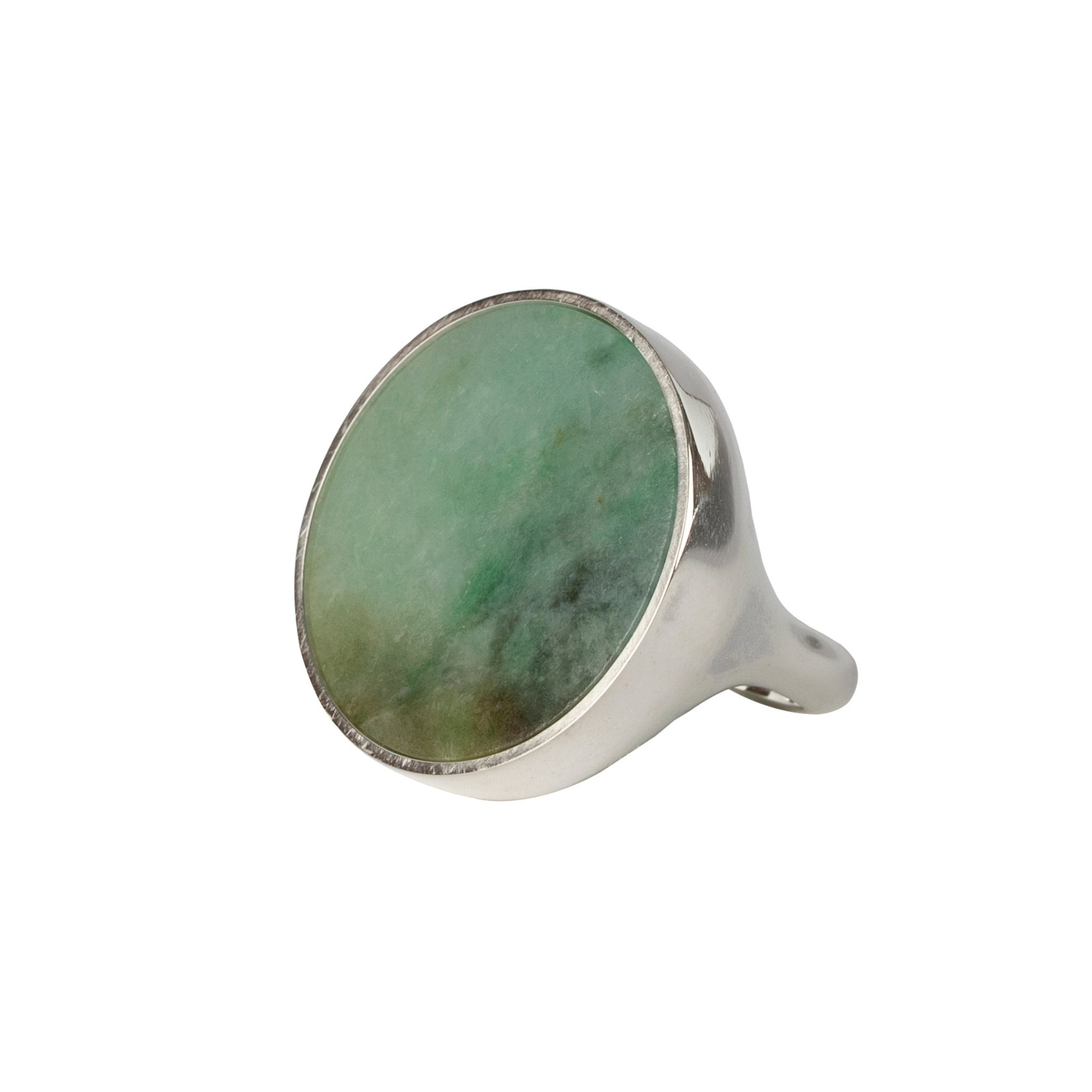 Pegwell Green Jade Ring Cast in Sterling Silver