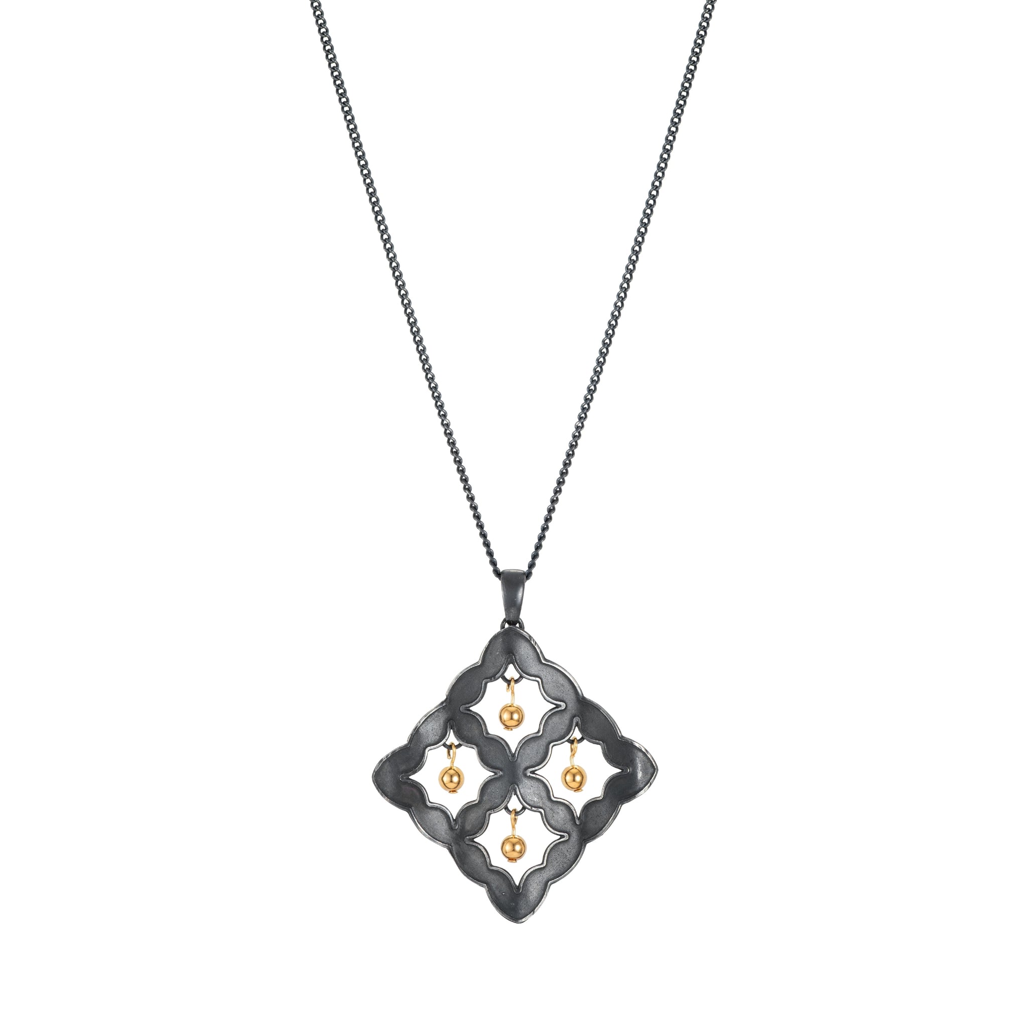 Dazzling Night Lattice Silver and Gold Necklace