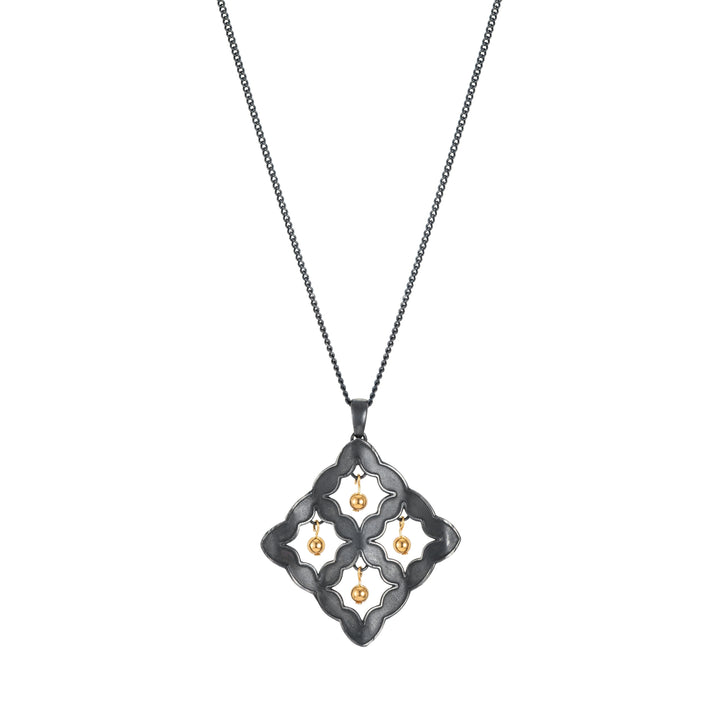 Dazzling Night Lattice Silver and Gold Necklace