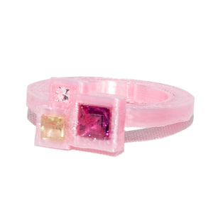 Cubic Zirconia & Printed Pink PLA Gigabyte Ring