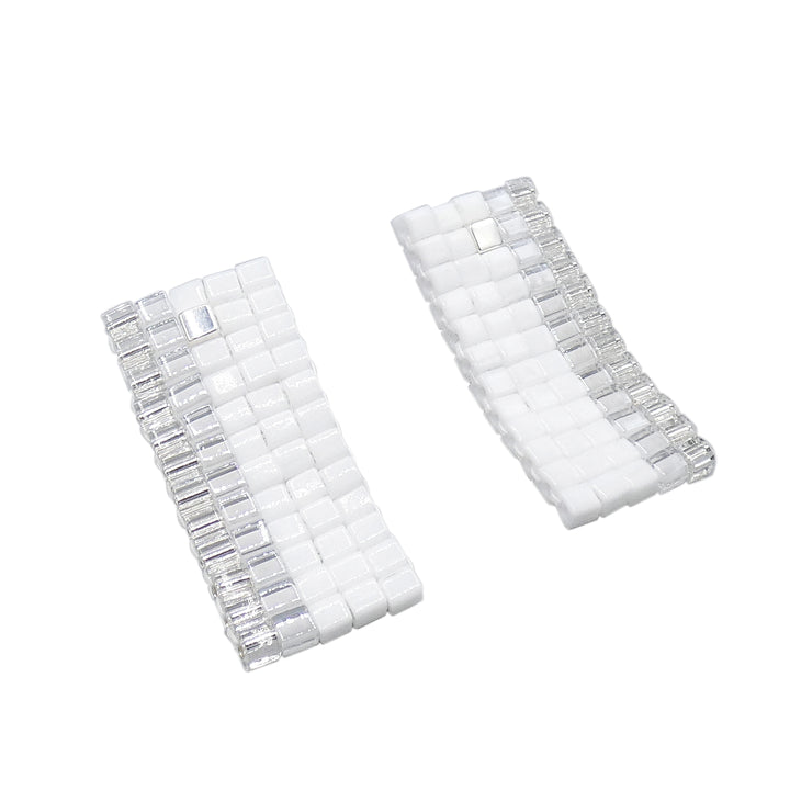 Nwene Drop Earrings in White and Clear Glass Beads