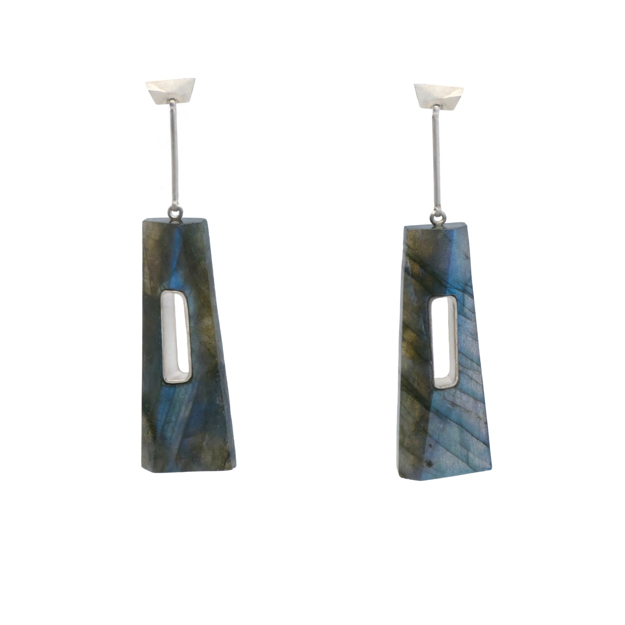 Shimmer Earrings in Sterling Silver with Labradorite