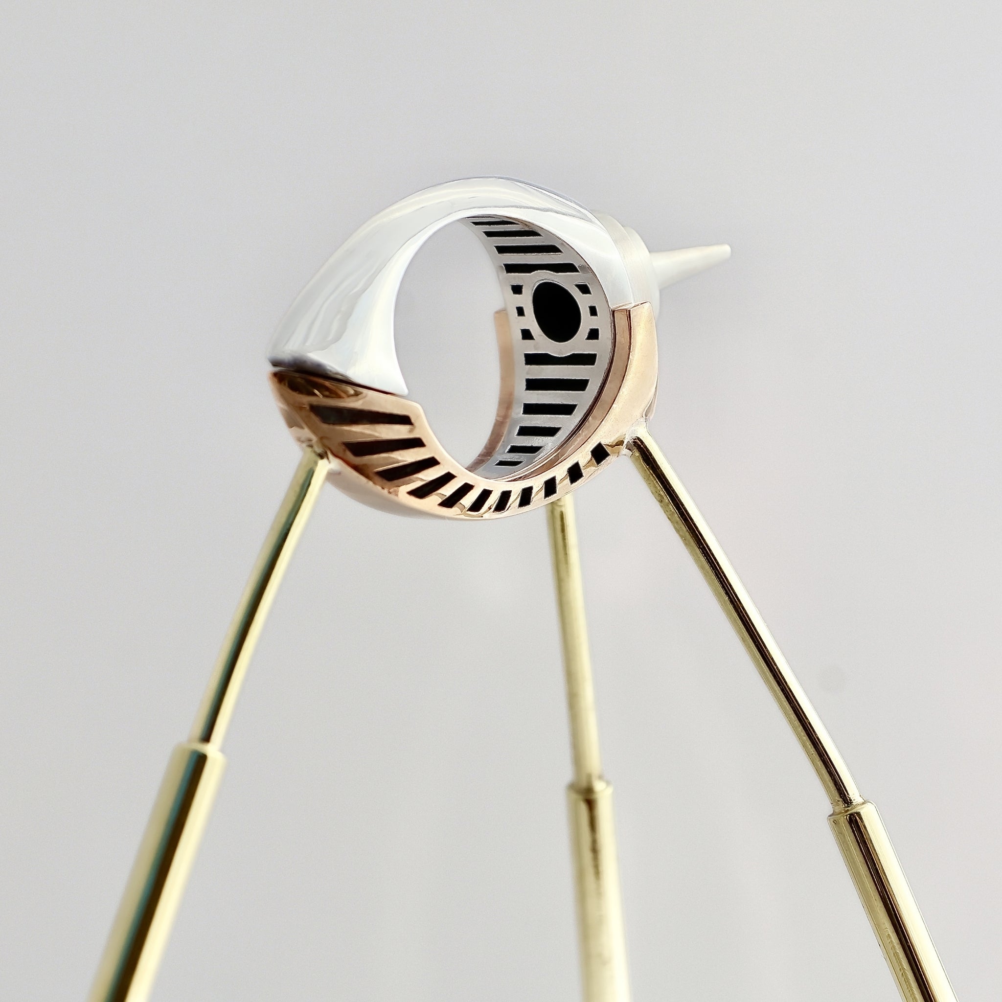 Walker Ring in Sterling Silver on Brass Tripod Legs