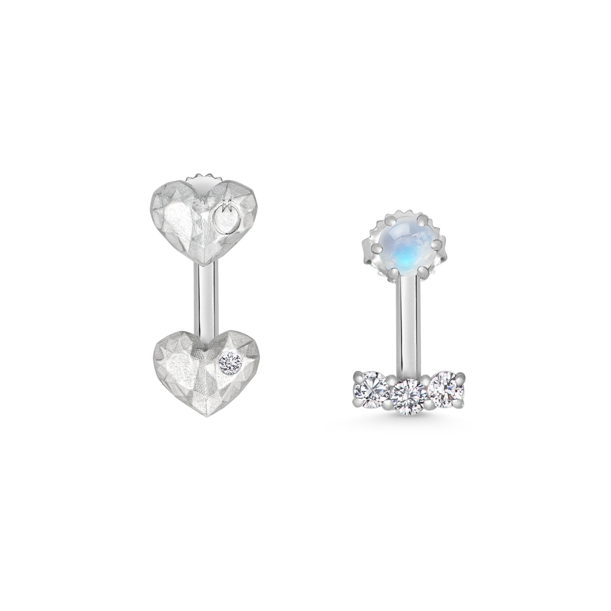 Mismatched Pepita Earrings in Silver with Gems