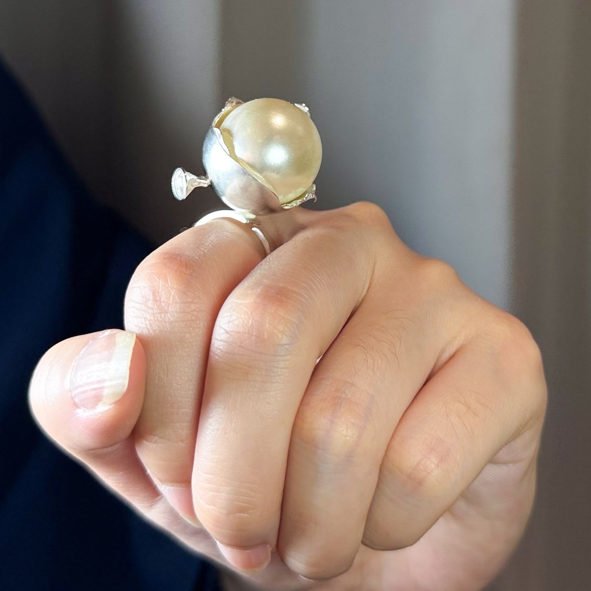 Silver, Pearl and Opal Balloon Monster Ring
