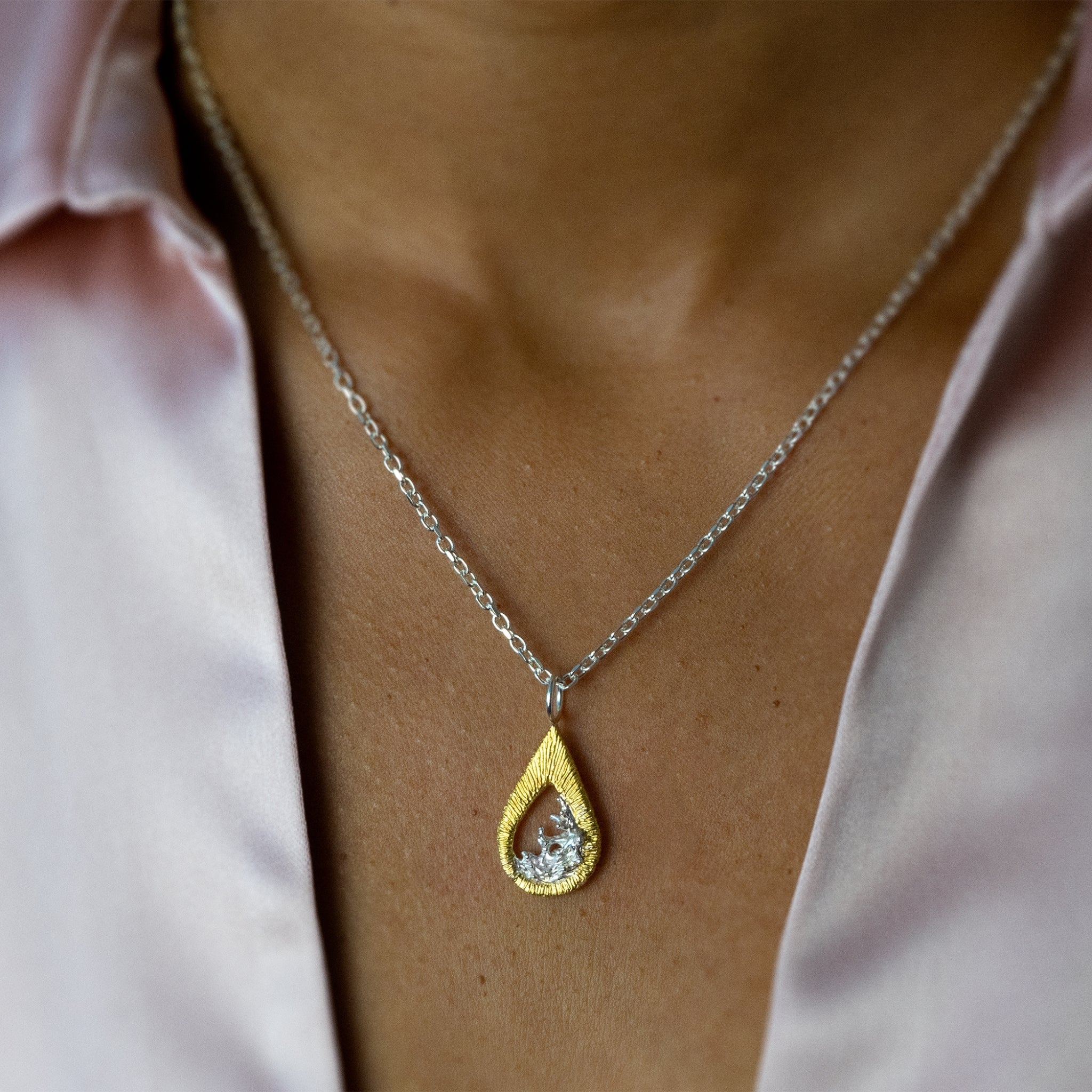 Undercurrent Pendant Necklace Cast in Sterling Silver
