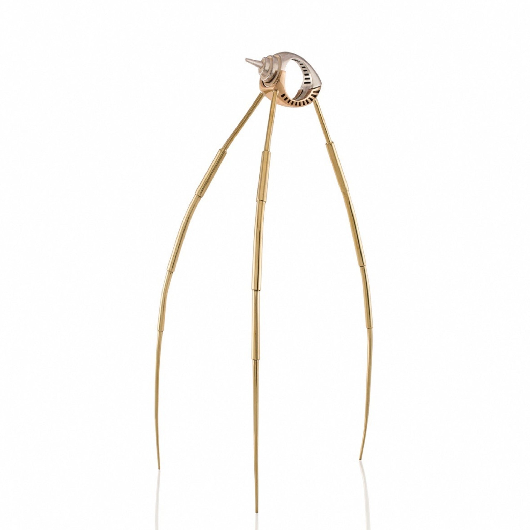 Walker Ring in Sterling Silver on Brass Tripod Legs