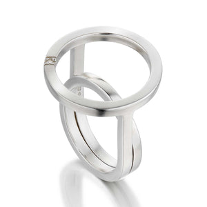 Orbit Ring Created in Sterling Silver with Diamond