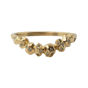 9ct Gold Gea Curved Band with White Diamonds