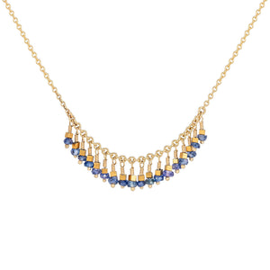 Bead Necklace in 9ct Yellow Gold with Sapphires