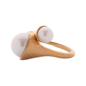 Freshwater Pearl Duo Gold Vermeil Ring