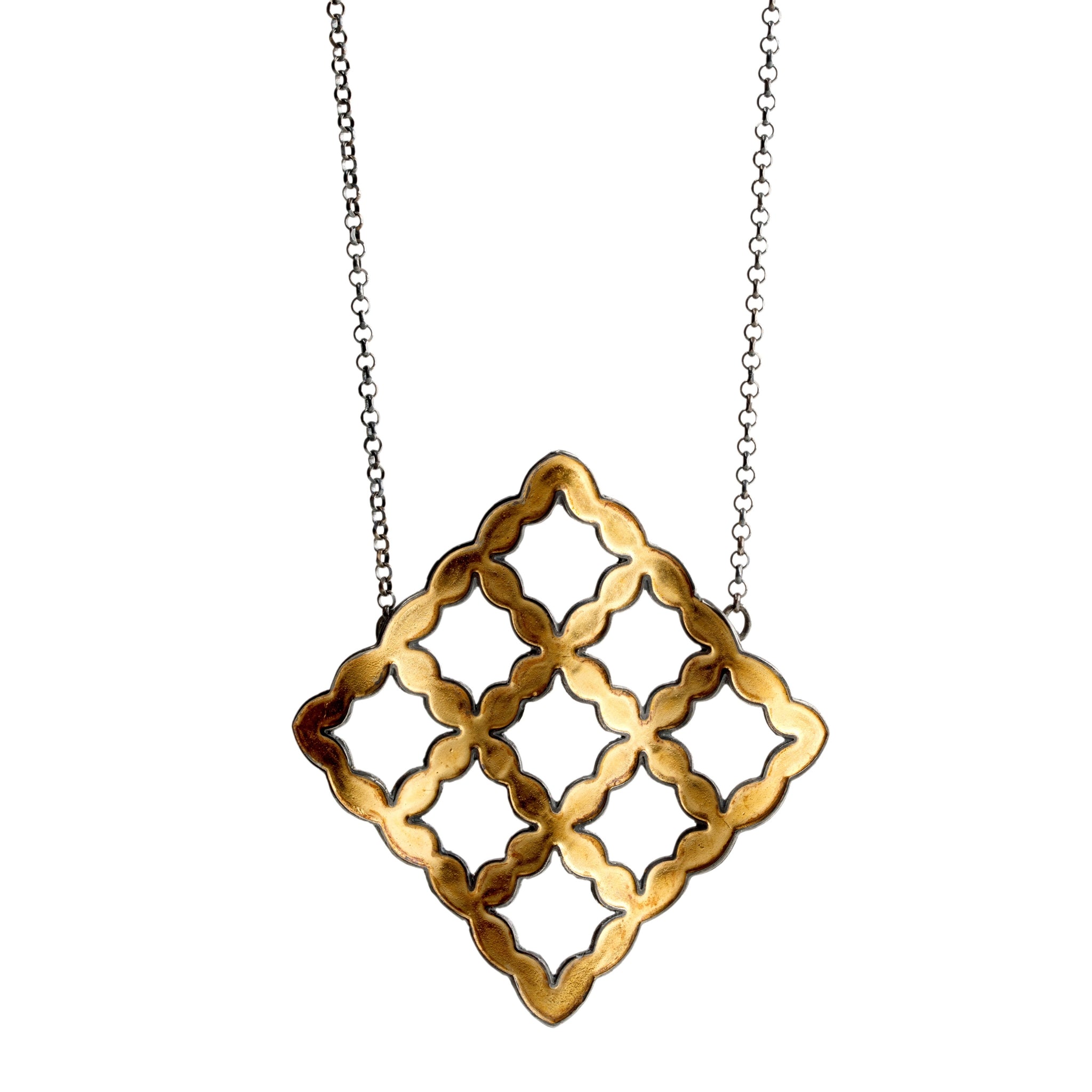 Wavy Lattice Necklace in 22ct Gold-Plated Silver