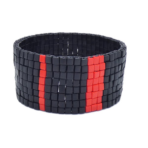 Glass Beaded Black and Red Nwene Bracelet