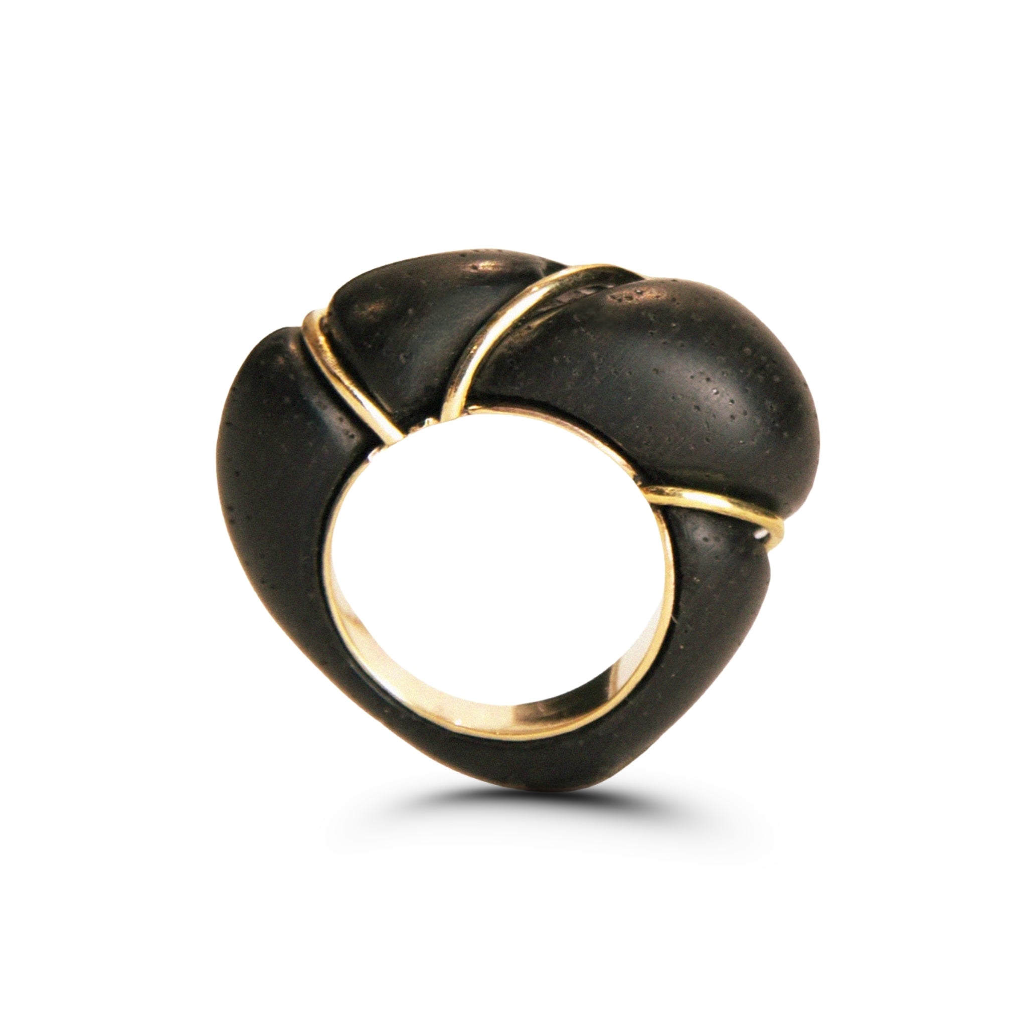 Amethyst Set 9ct Gold and Jacarandá Wood Pinky Ring