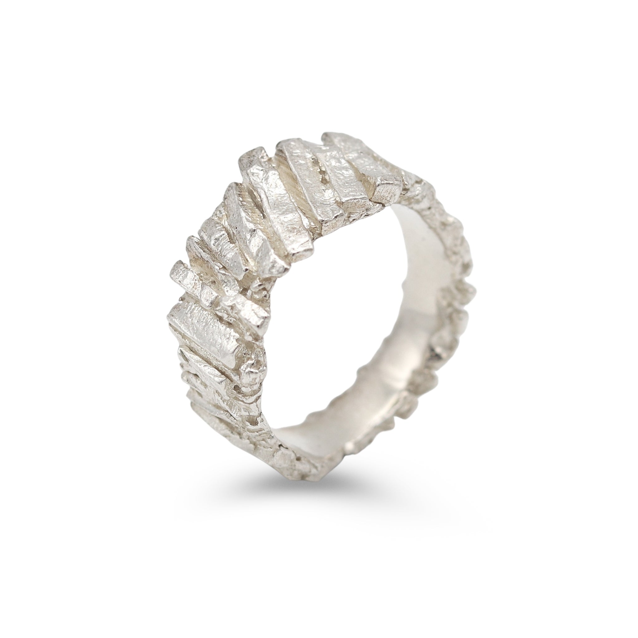 Cast Sterling Silver Basalt Textured Slim Ring