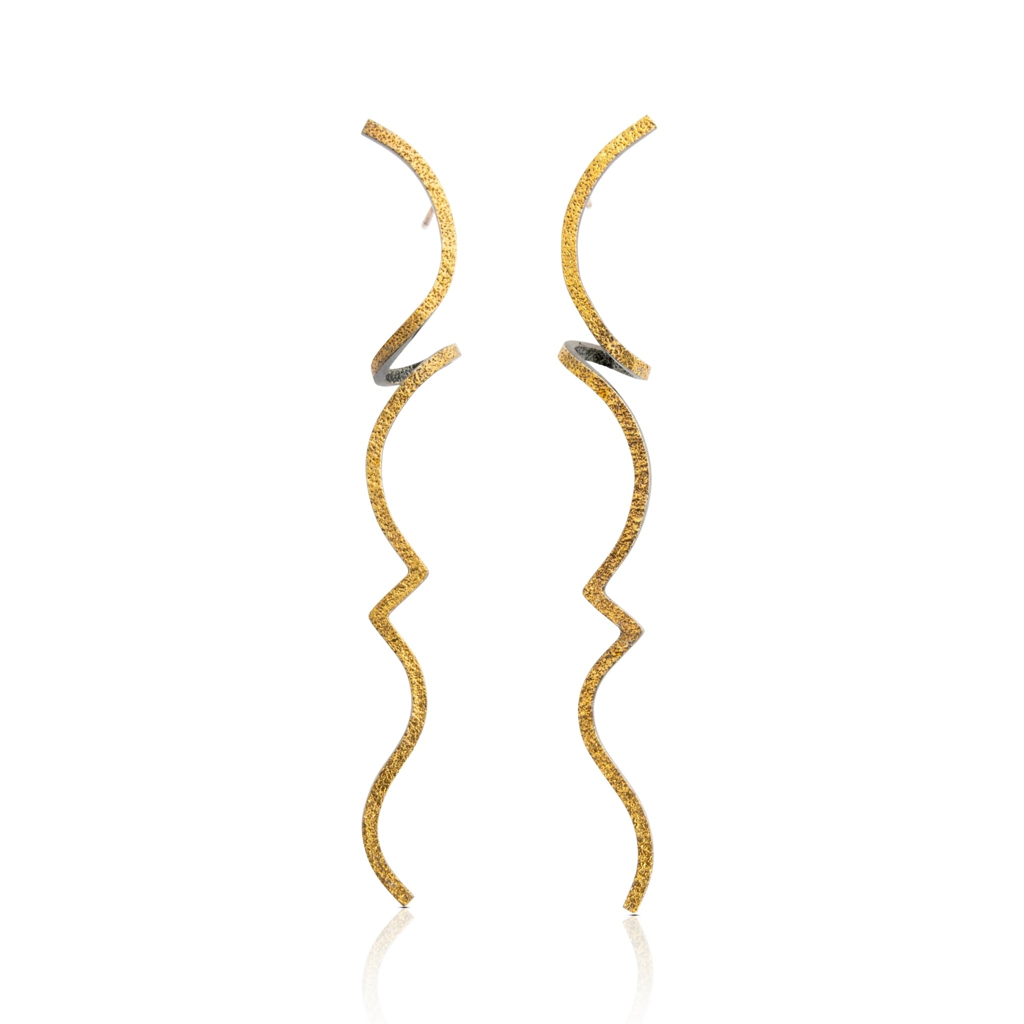 Deco Earrings in Oxidised Silver with Gold Foil