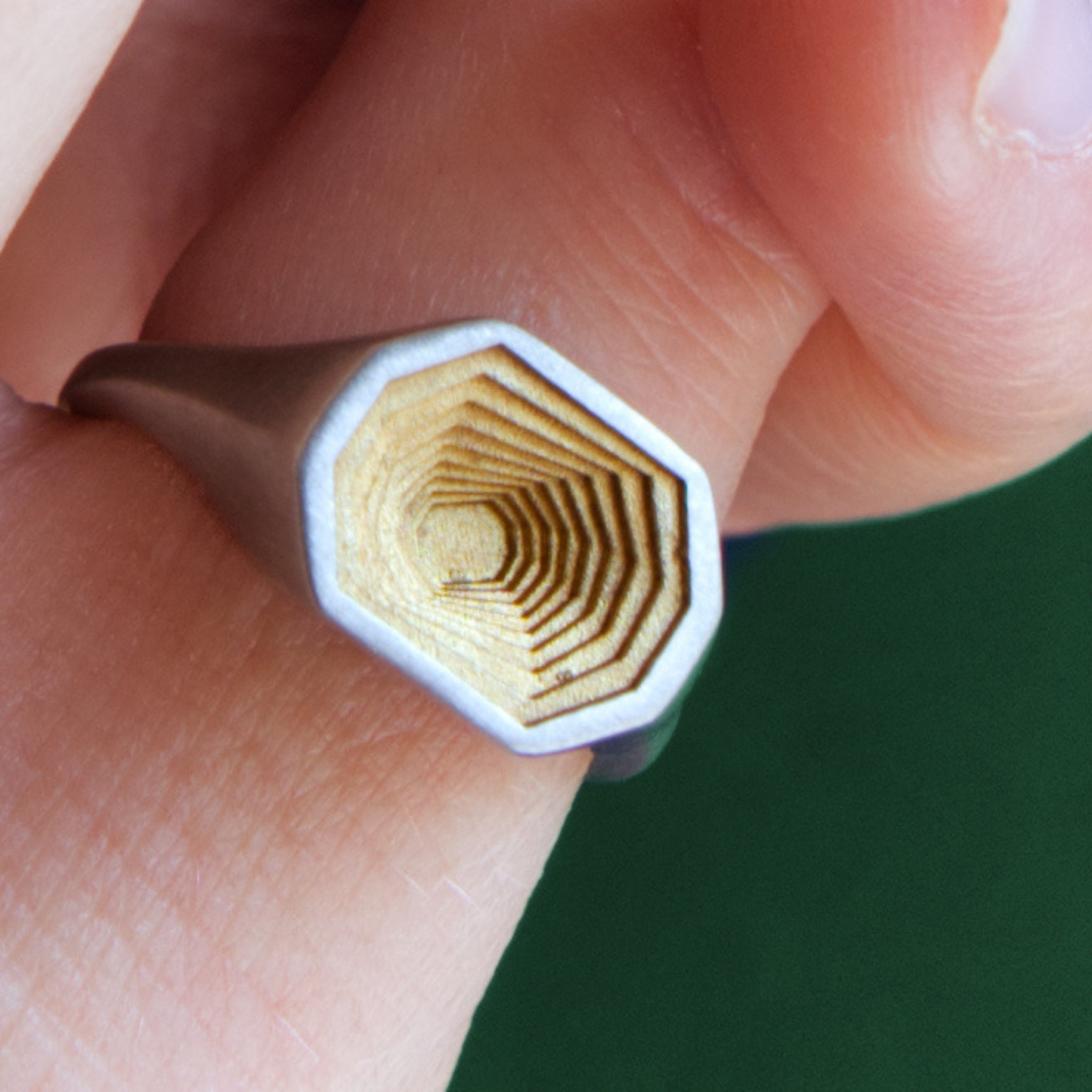 Octagon Signet Ring in Gold-Plated Sterling Silver