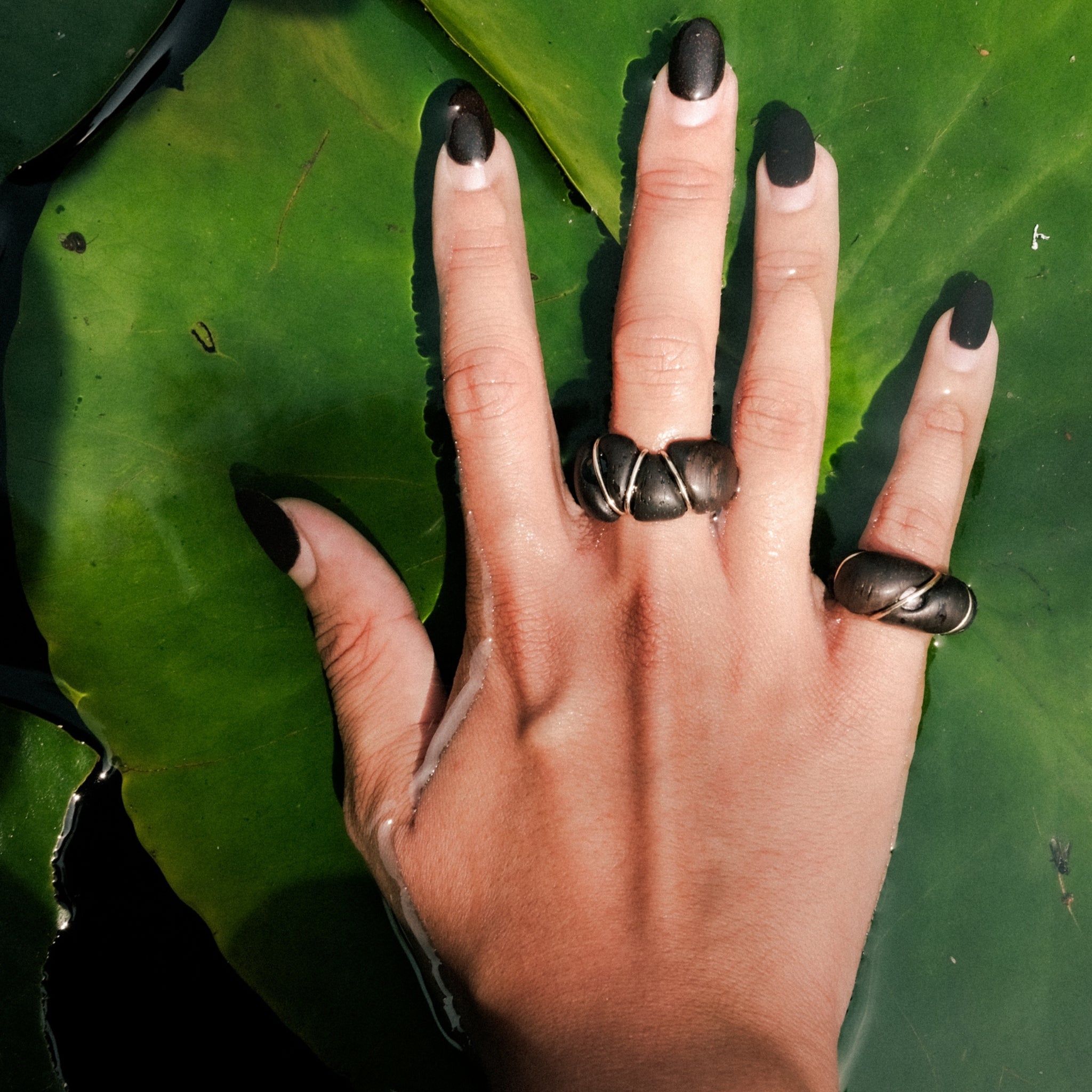 Amethyst Set 9ct Gold and Jacarandá Wood Pinky Ring