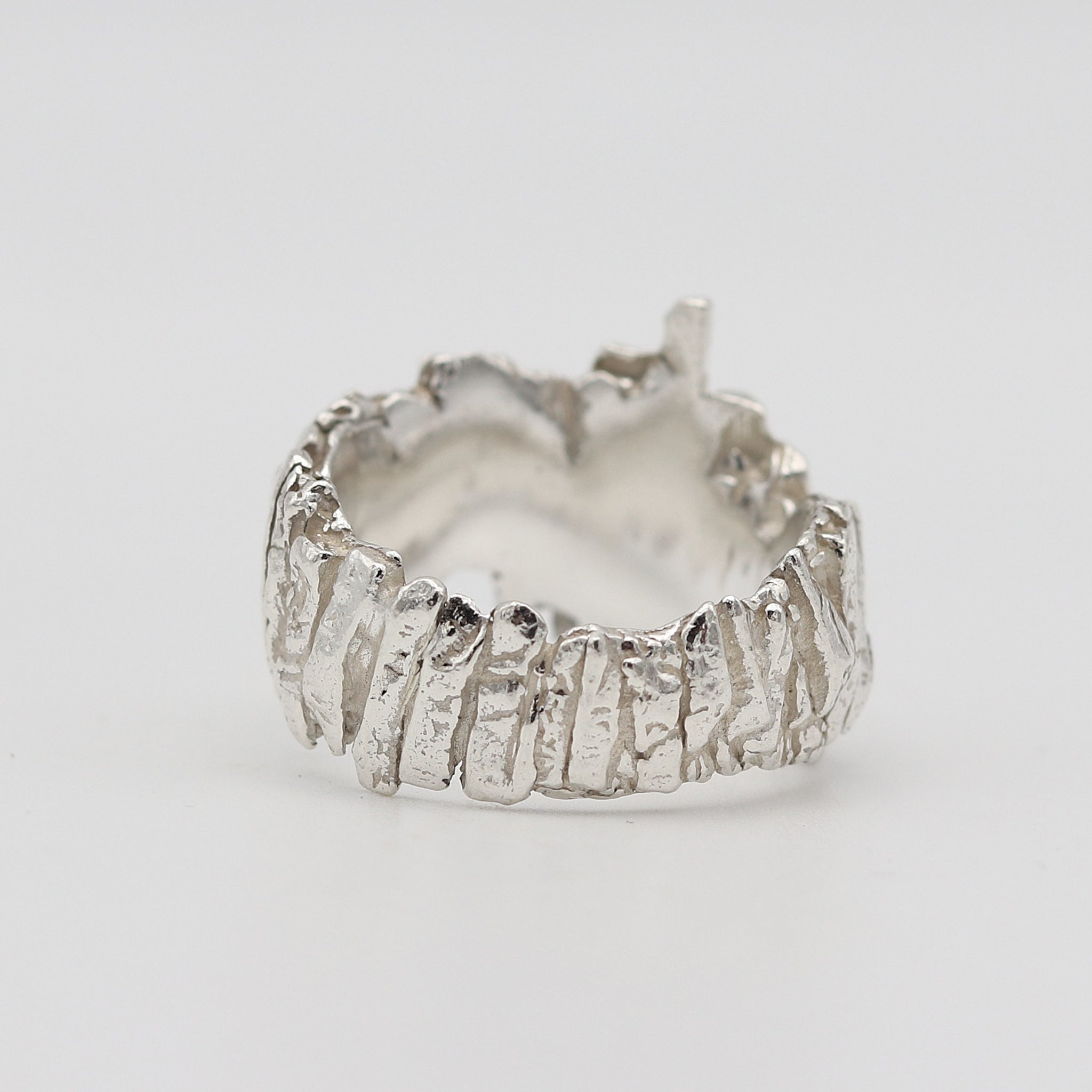 Cast Sterling Silver Basalt Textured Slim Ring