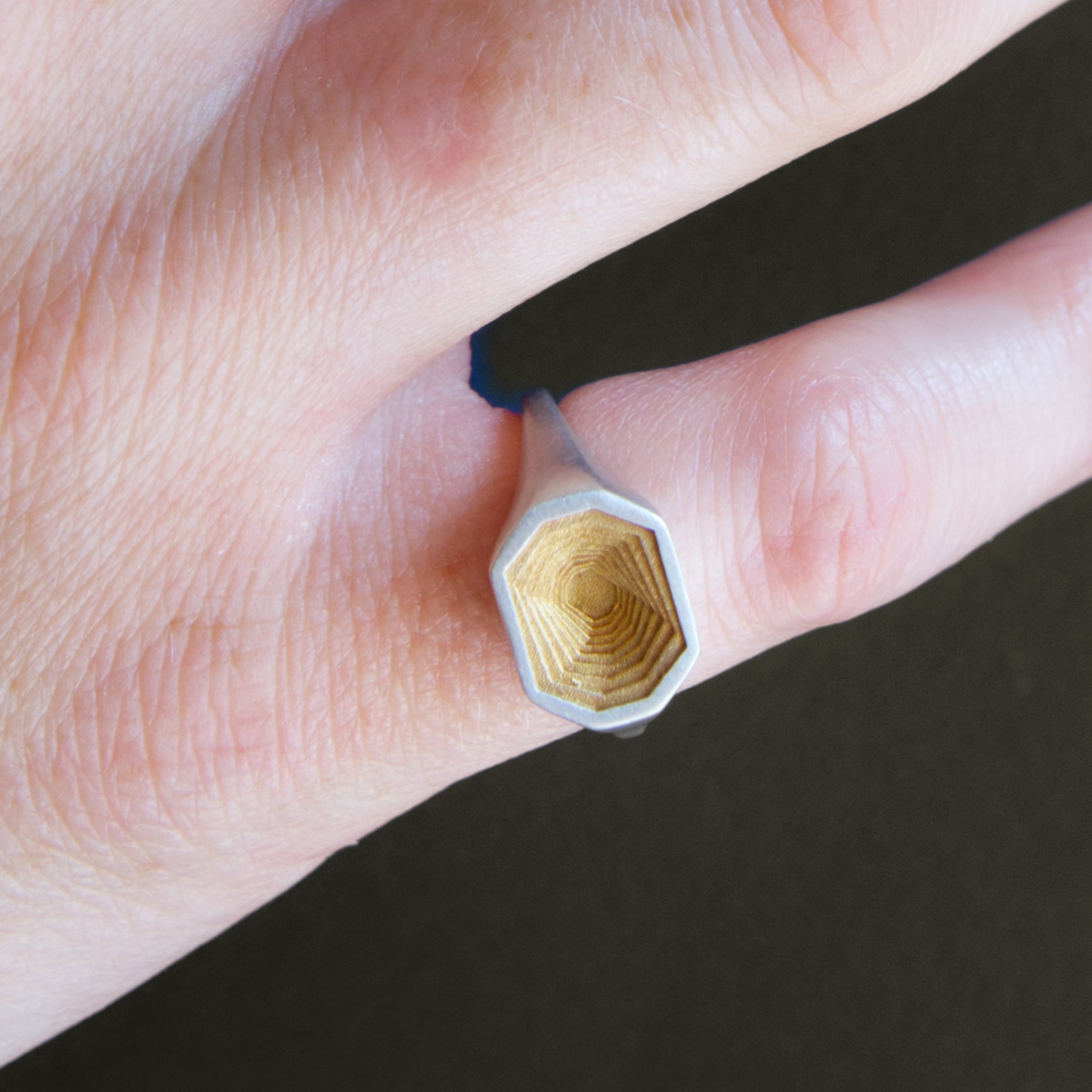 Octagon Signet Ring in Gold-Plated Sterling Silver