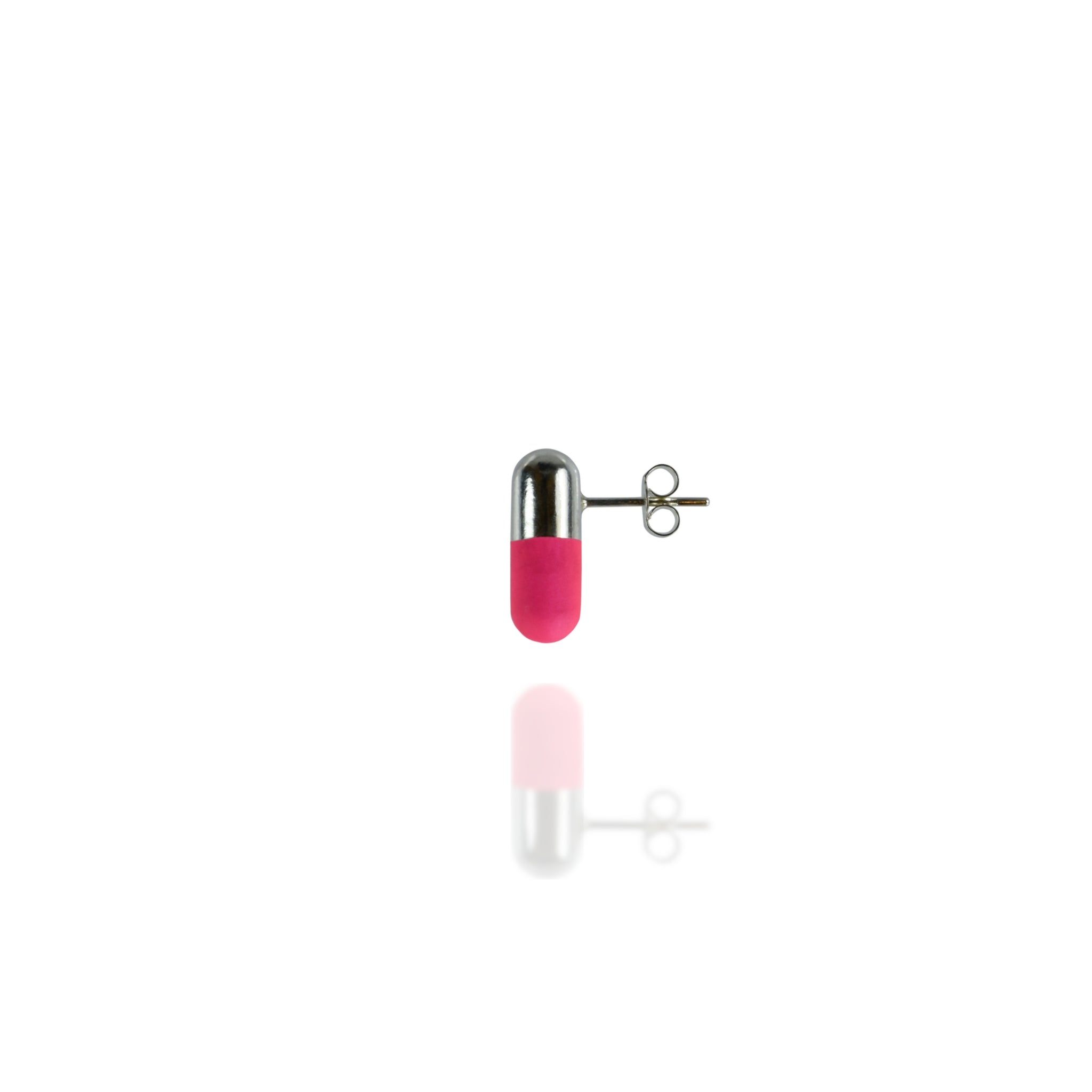 Repeat Prescription Pink Pill Earrings in Silver