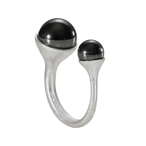 Haematite Duo Torque Ring in Sterling Silver