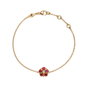 Ruby and Diamond Rose Bracelet in 18ct Yellow Gold