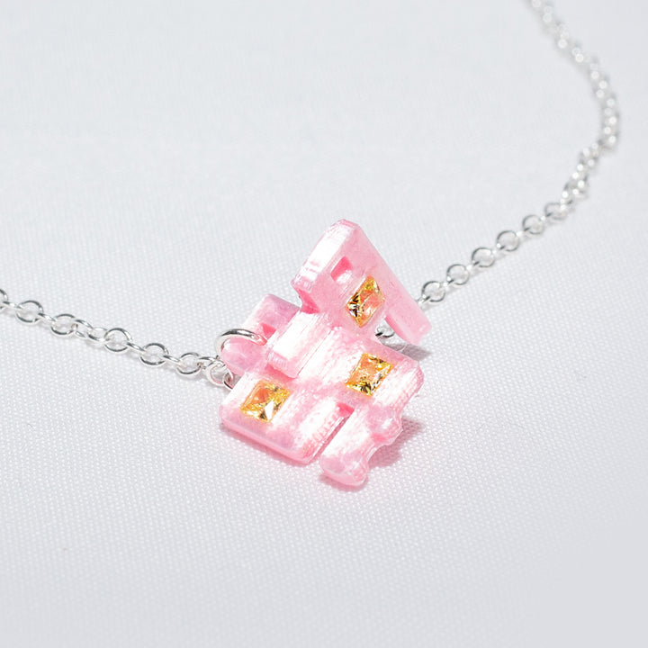 PLA, Silver & Cubic Zirconia Pink Connection Necklace