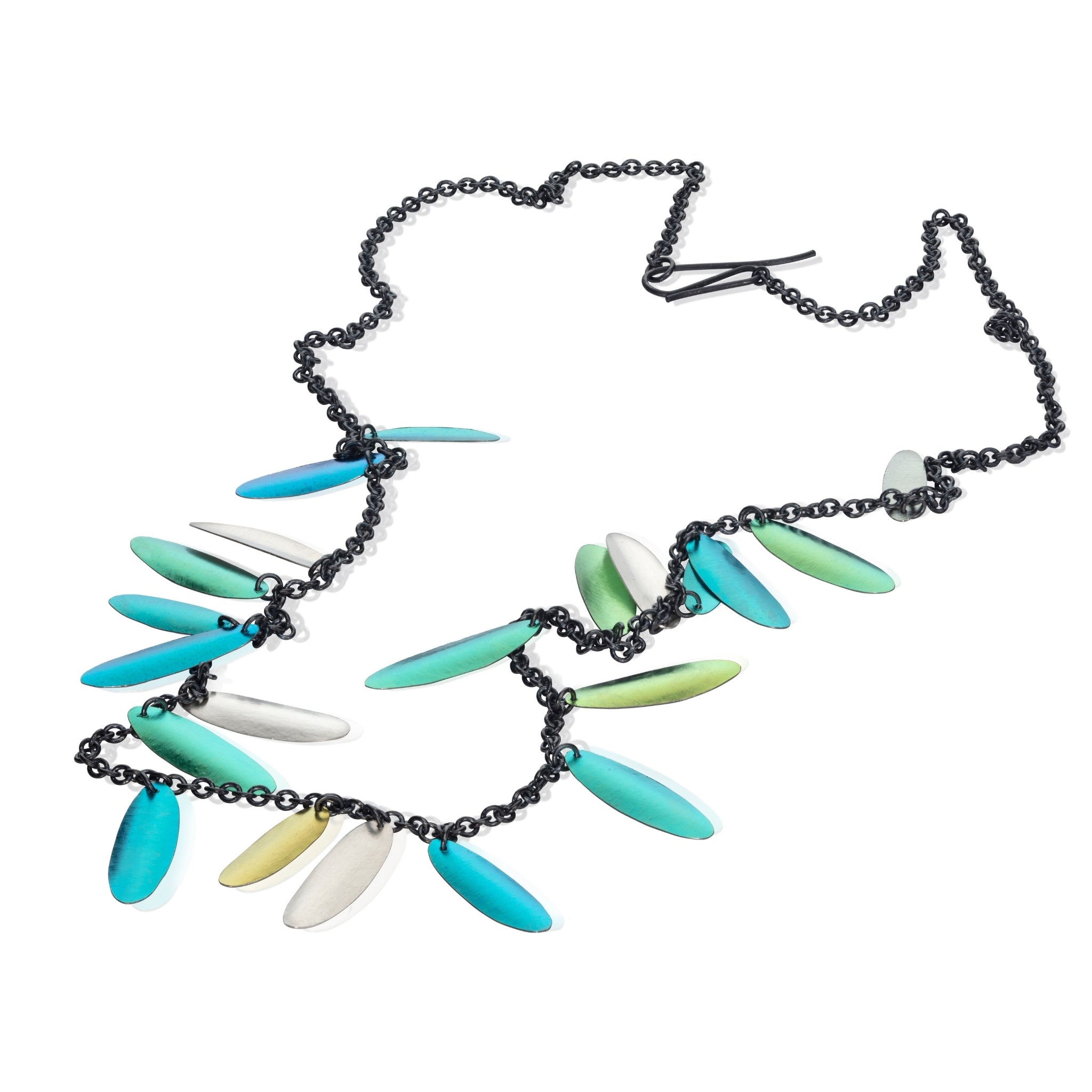 Winged Chartreuse Niobium and Sterling Silver Necklace