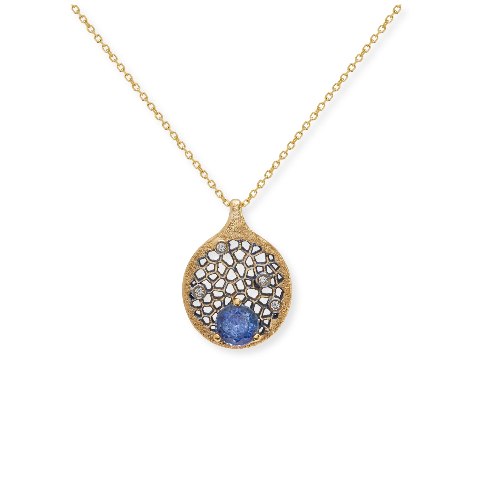 Shimmering Water Pendant in 18ct Gold and Gemstones