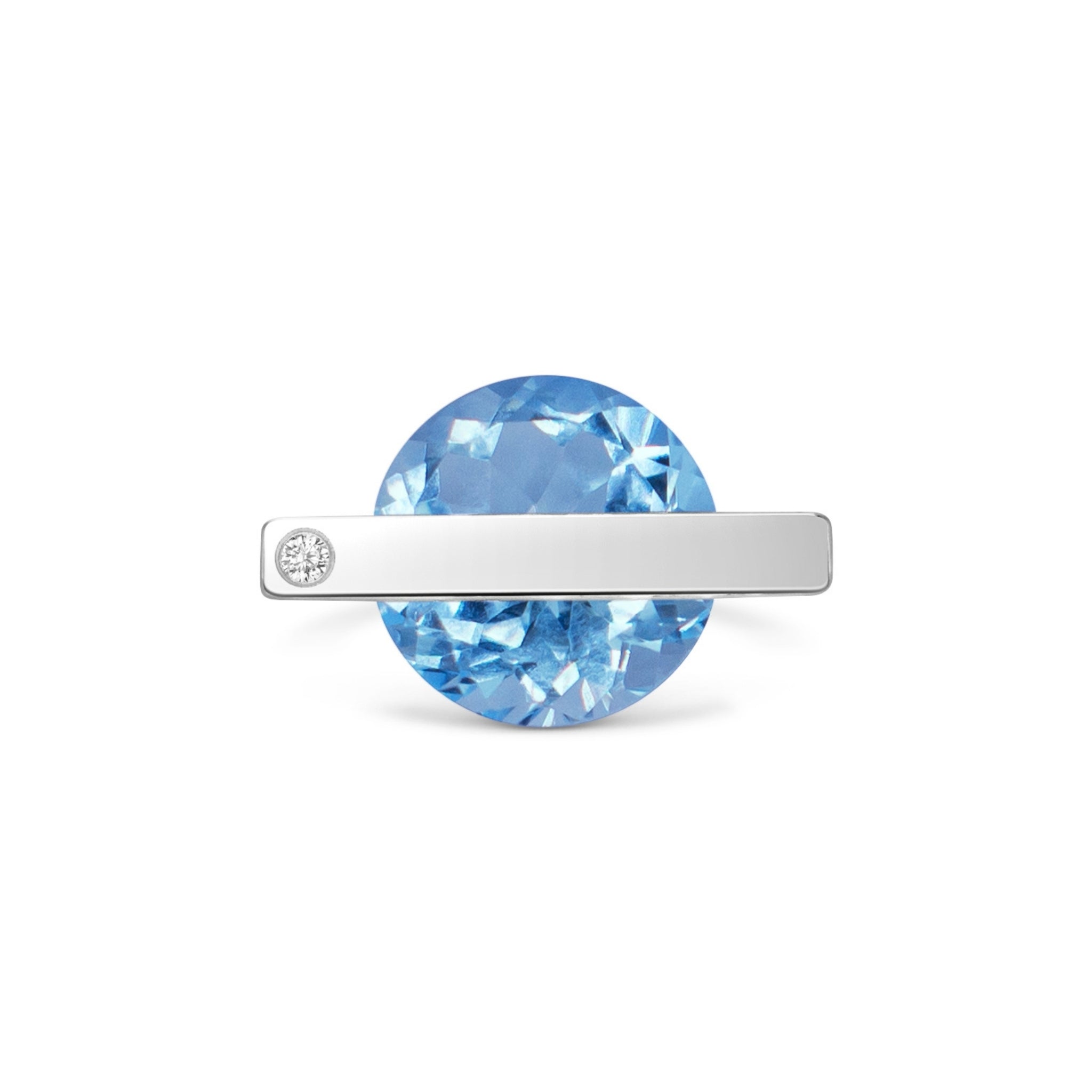 Sky Blue Topaz Tension Setting Ring in Silver