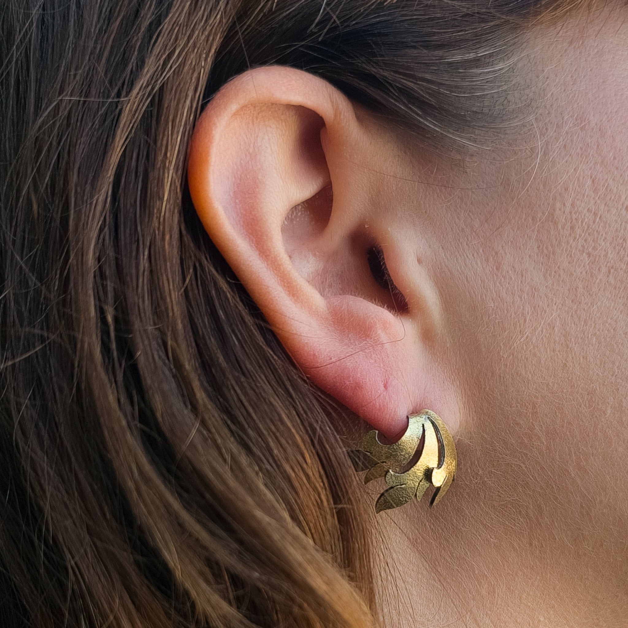 Gold Foil and Silver Acanthus Cuff Ear Studs