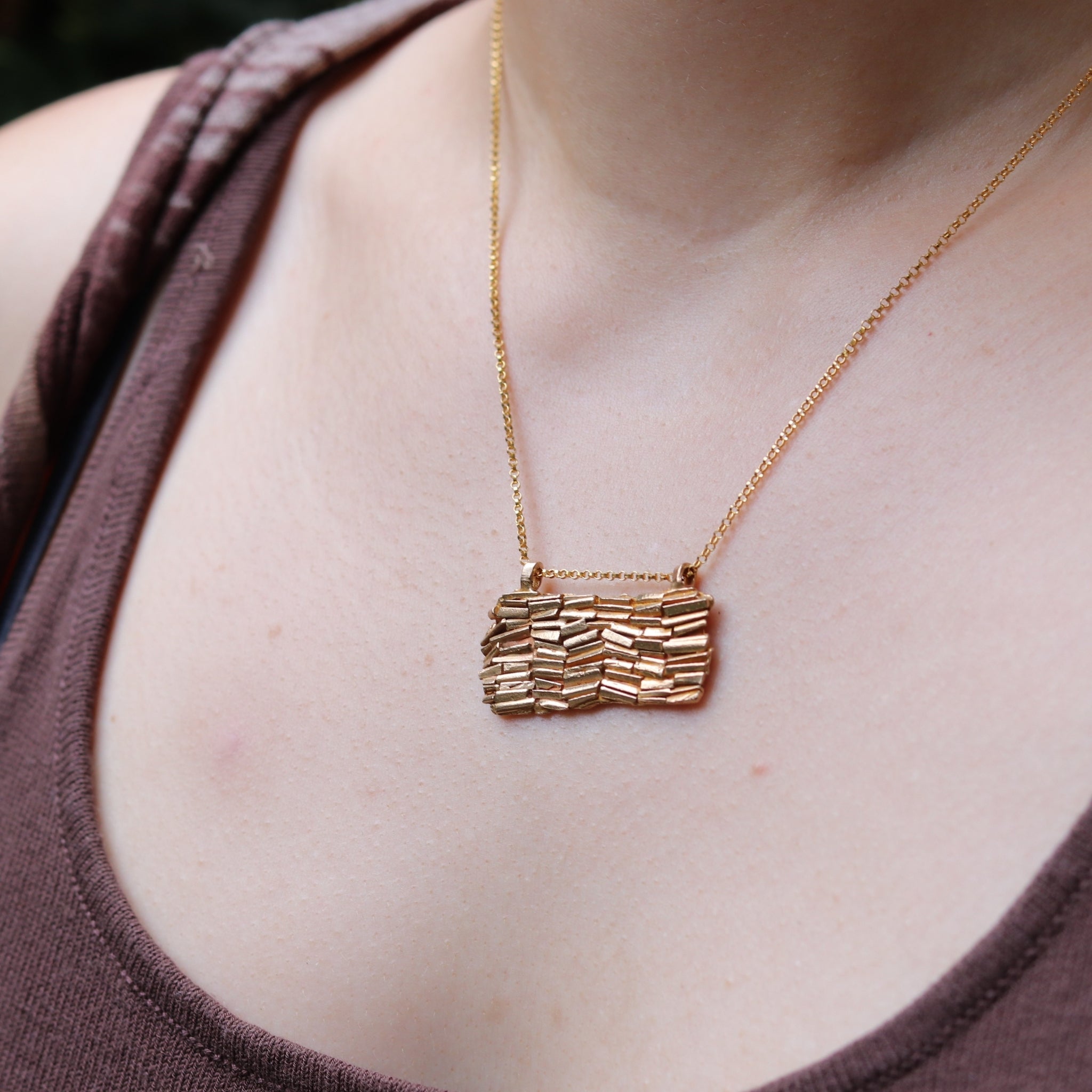 Embellish Necklace in Bronze with Gold Fill Detailing