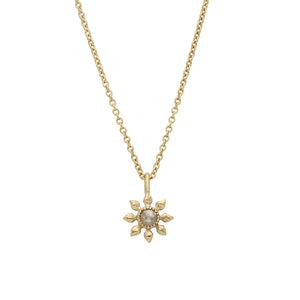 Grey Diamond 9ct Recycled Gold Flower Necklace