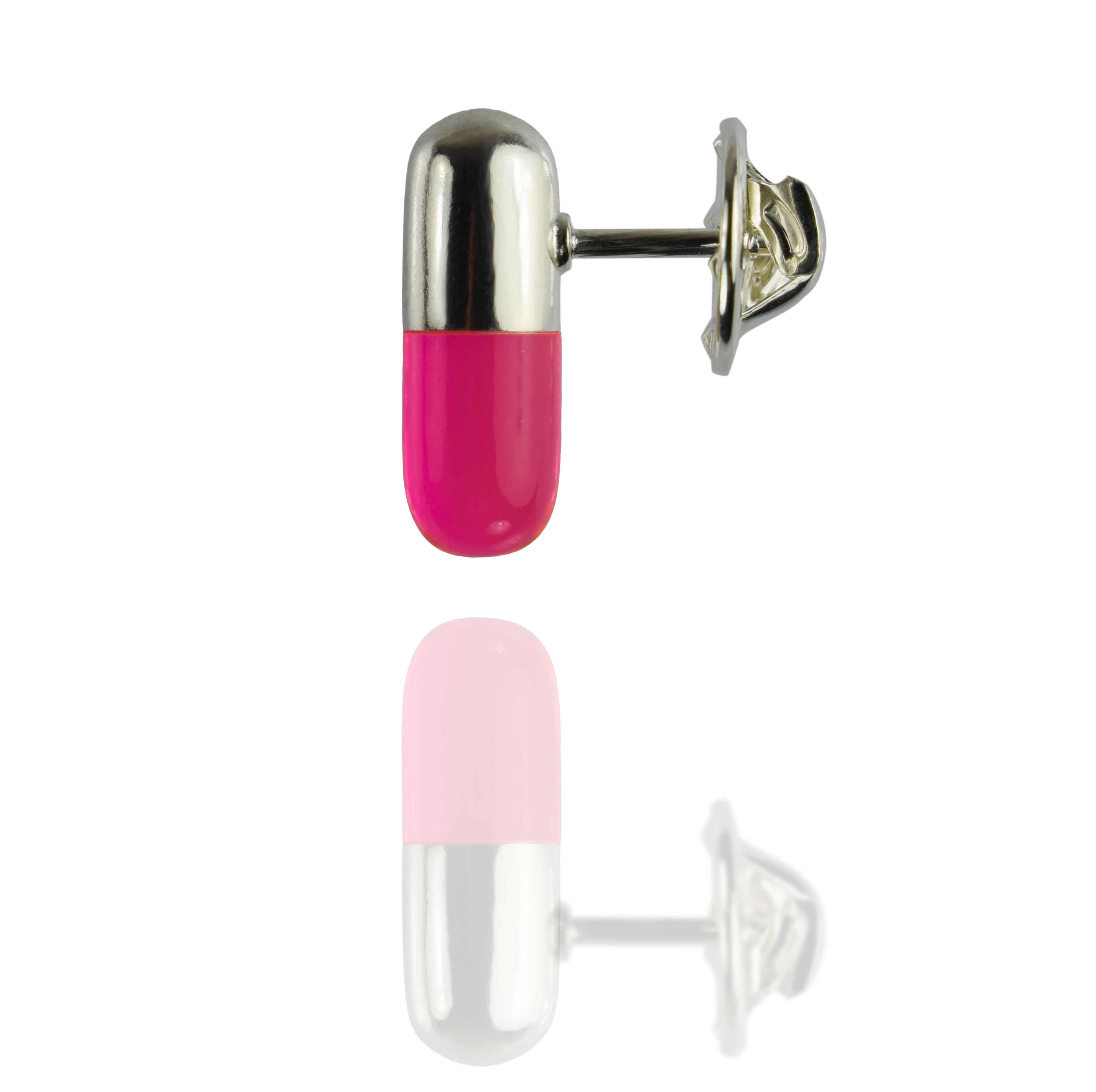 Pink Pill Prescription Pin in Acrylic and Silver